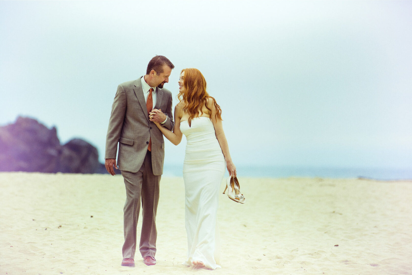 Bride and groom on a beach
