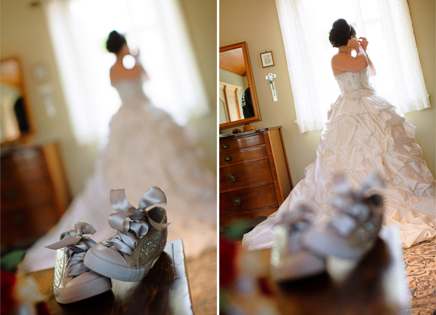 Collage image of a bride getting ready