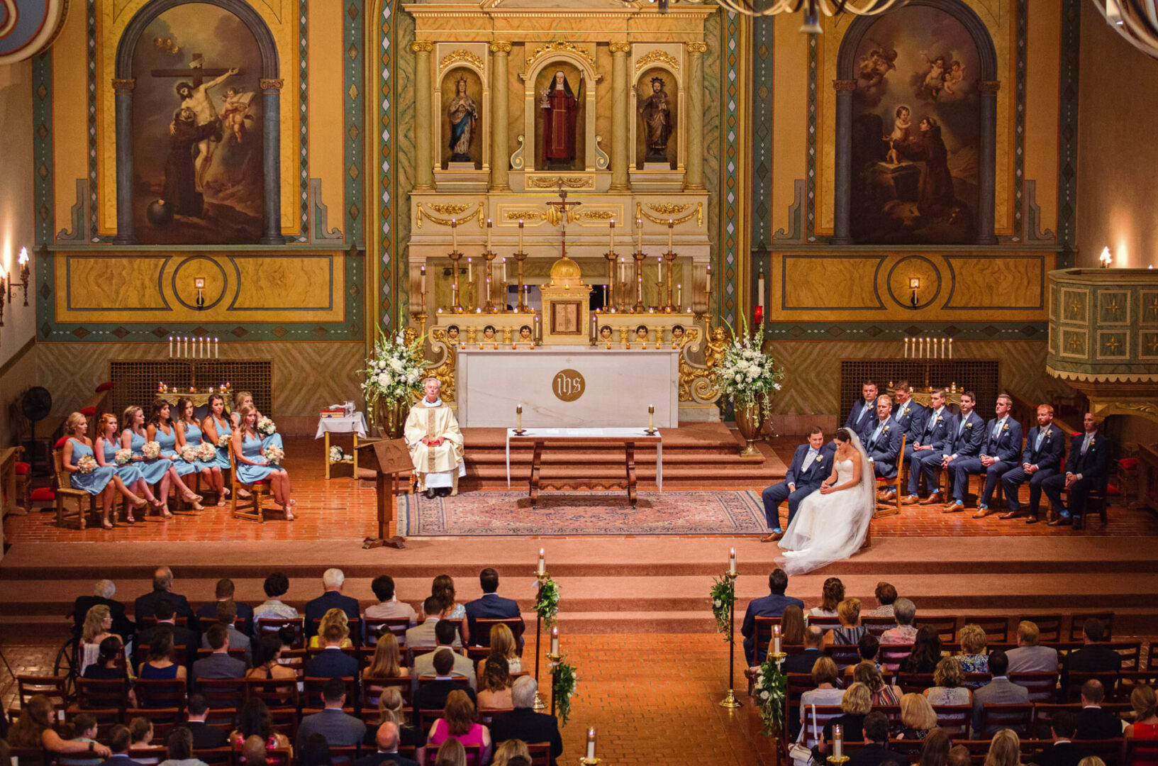 A wedding session inside a hall